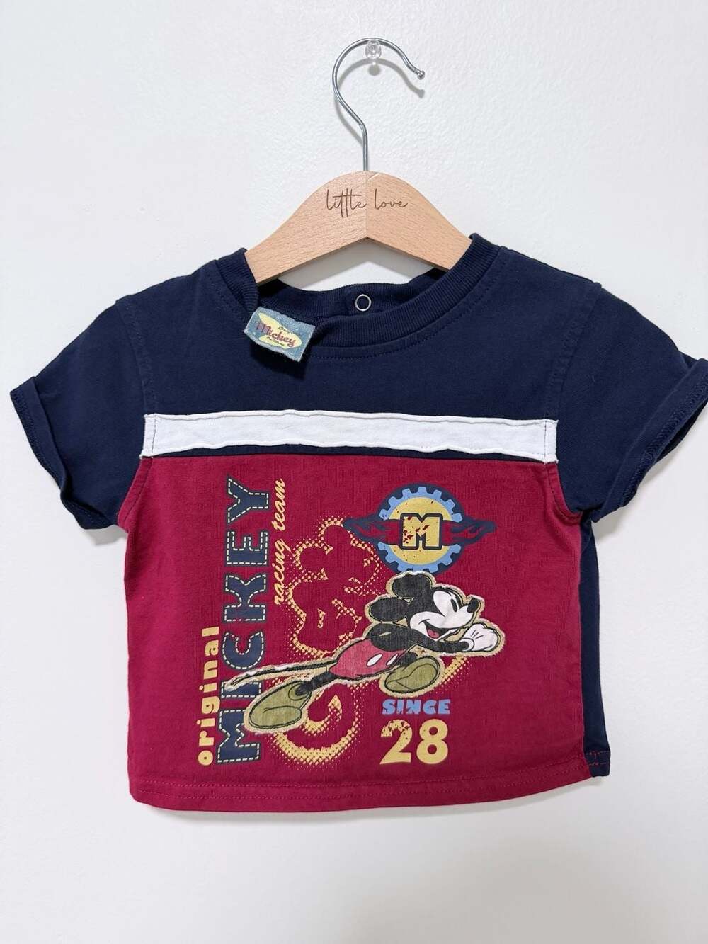 Disney Original Mickey T-Shirt Size 18M Racing Team 28 Blue Red